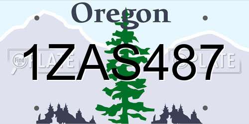 1ZAS487 Oregon License Plate