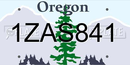 1ZAS841 Oregon License Plate