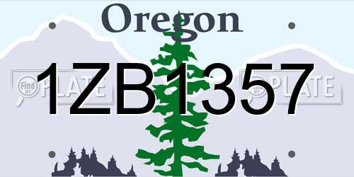 1ZB1357 Oregon License Plate