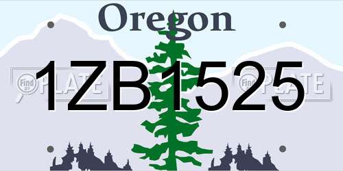 1ZB1525 Oregon License Plate