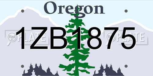 1ZB1875 Oregon License Plate