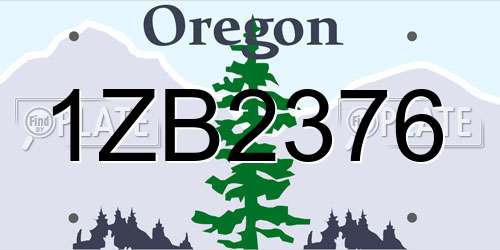 1ZB2376 Oregon License Plate