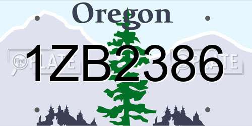 1ZB2386 Oregon License Plate