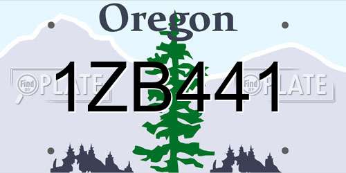 1ZB441 Oregon License Plate