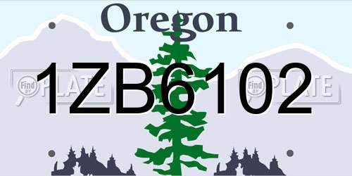 1ZB6102 Oregon License Plate