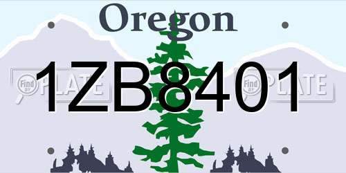 1ZB8401 Oregon License Plate