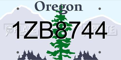 1ZB8744 Oregon License Plate