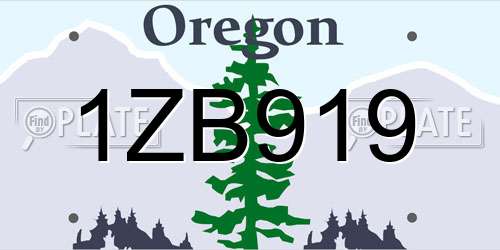 1ZB919 Oregon License Plate