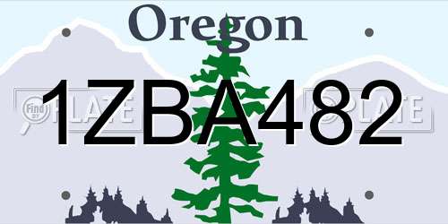 1ZBA482 Oregon License Plate