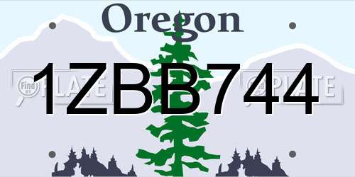 1ZBB744 Oregon License Plate