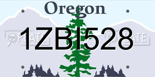 1ZBI528 Oregon License Plate