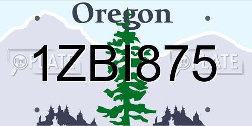 1ZBI875 Oregon License Plate