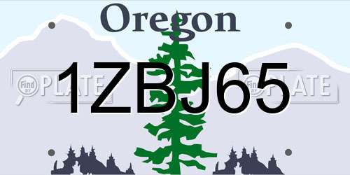 1ZBJ65 Oregon License Plate