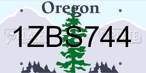 1ZBS744 Oregon License Plate