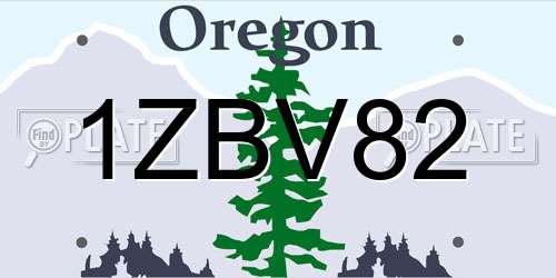 1ZBV82 Oregon License Plate