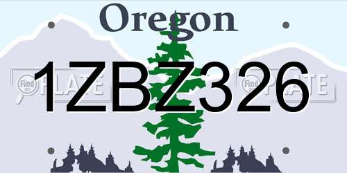1ZBZ326 Oregon License Plate