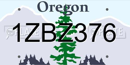 1ZBZ376 Oregon License Plate