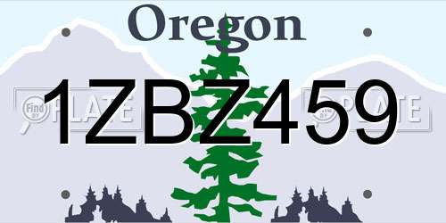 1ZBZ459 Oregon License Plate