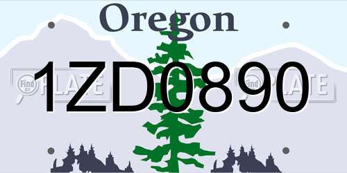 1ZD0890 Oregon License Plate