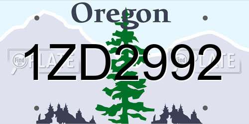 1ZD2992 Oregon License Plate