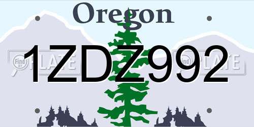 1ZDZ992 Oregon License Plate