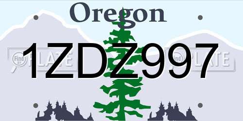 1ZDZ997 Oregon License Plate