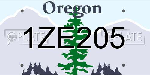 1ZE205 Oregon License Plate
