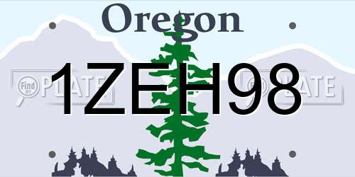 1ZEH98 Oregon License Plate