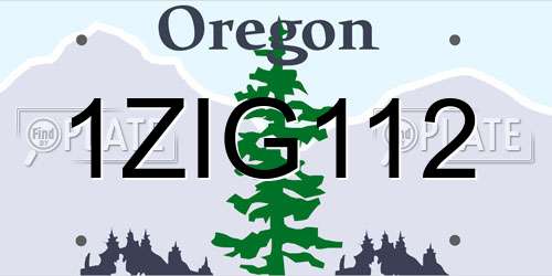 1ZIG112 Oregon License Plate