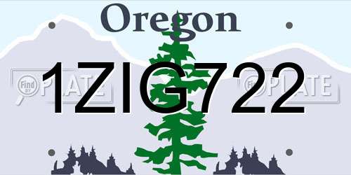 1ZIG722 Oregon License Plate