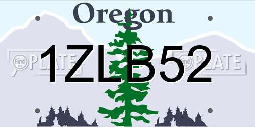 1ZLB52 Oregon License Plate