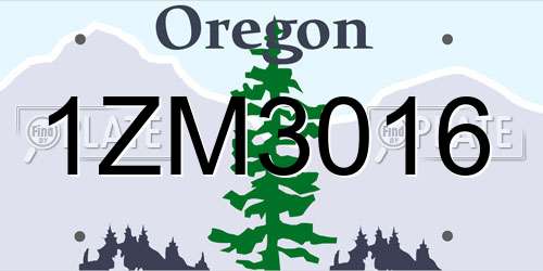 1ZM3016 Oregon License Plate
