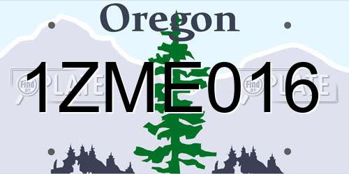 1ZME016 Oregon License Plate
