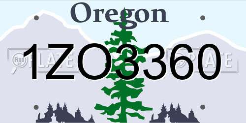 1ZO3360 Oregon License Plate