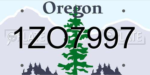 1ZO7997 Oregon License Plate