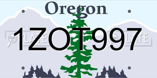 1ZOT997 Oregon License Plate