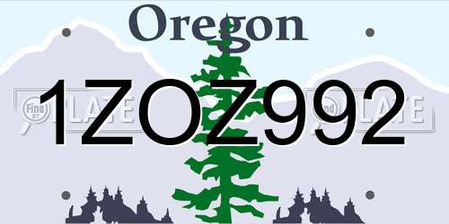 1ZOZ992 Oregon License Plate