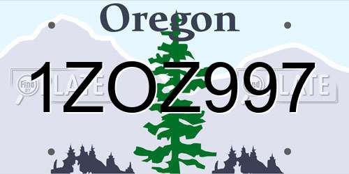 1ZOZ997 Oregon License Plate