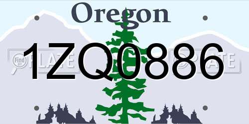 1ZQ0886 Oregon License Plate