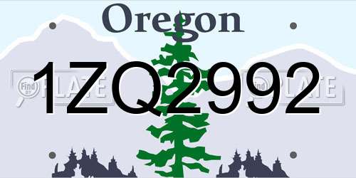 1ZQ2992 Oregon License Plate
