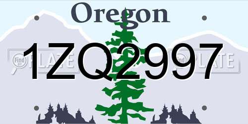 1ZQ2997 Oregon License Plate