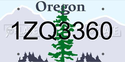 1ZQ3360 Oregon License Plate
