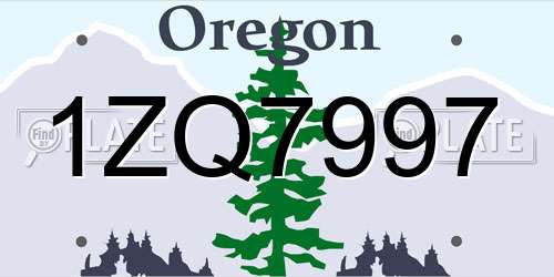 1ZQ7997 Oregon License Plate