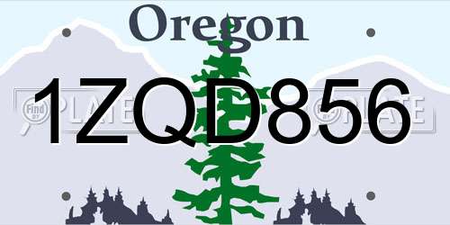 1ZQD856 Oregon License Plate