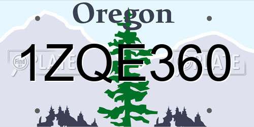 1ZQE360 Oregon License Plate