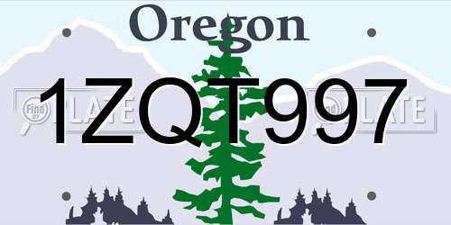 1ZQT997 Oregon License Plate
