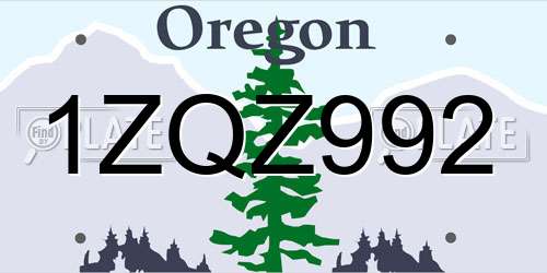 1ZQZ992 Oregon License Plate
