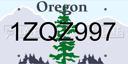 1ZQZ997 Oregon License Plate