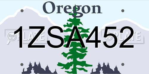 1ZSA452 Oregon License Plate