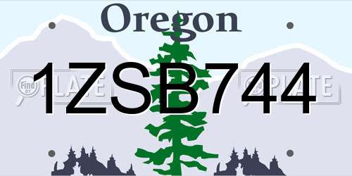 1ZSB744 Oregon License Plate